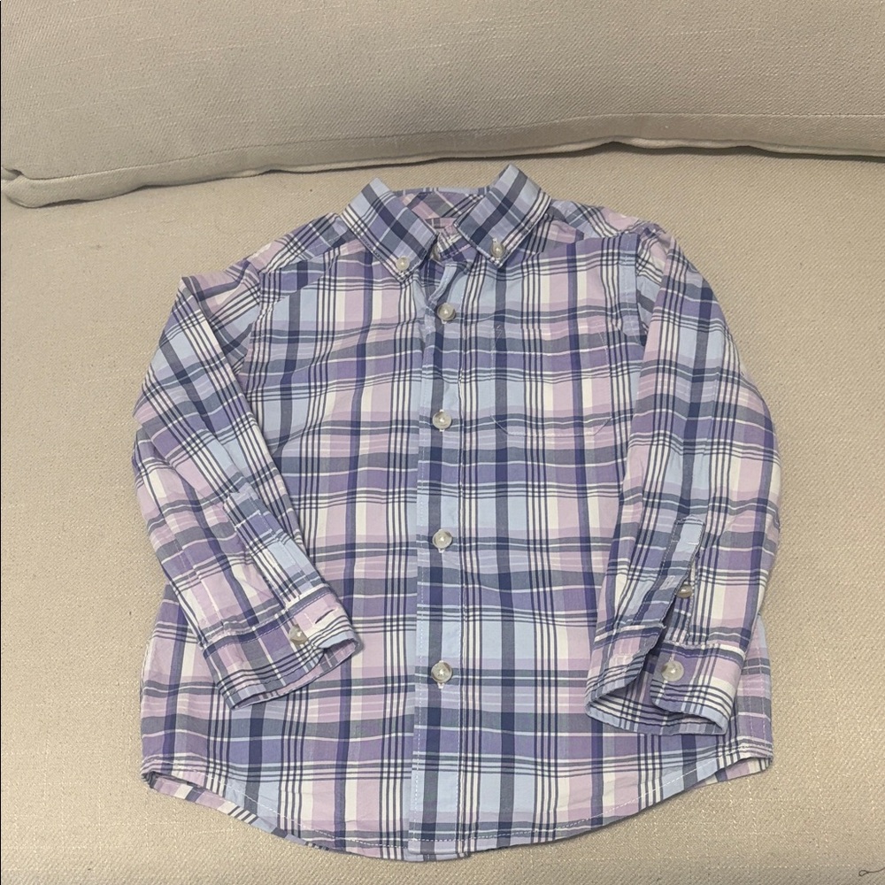 Gymboree Blue and Purple Plaid Button Down Shirt